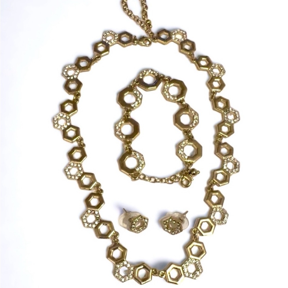Gold Plated Hexagon Jewelry Set